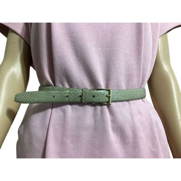 Austin Grey Vintage Genuine Snakeskin Belt Grey Taupe Leather Solid Brass sz 38 main image 5